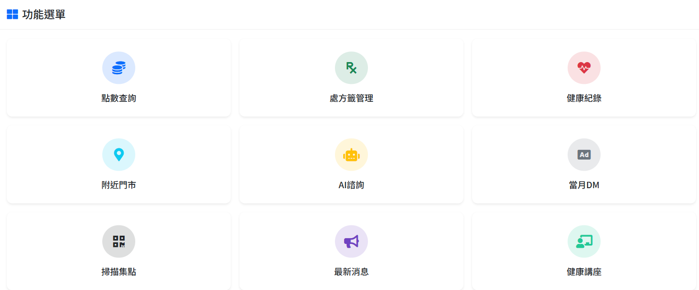 PTV Pharmacy CRM 系統架構圖 - 整合會員管理、慢箋提醒與LINE推播